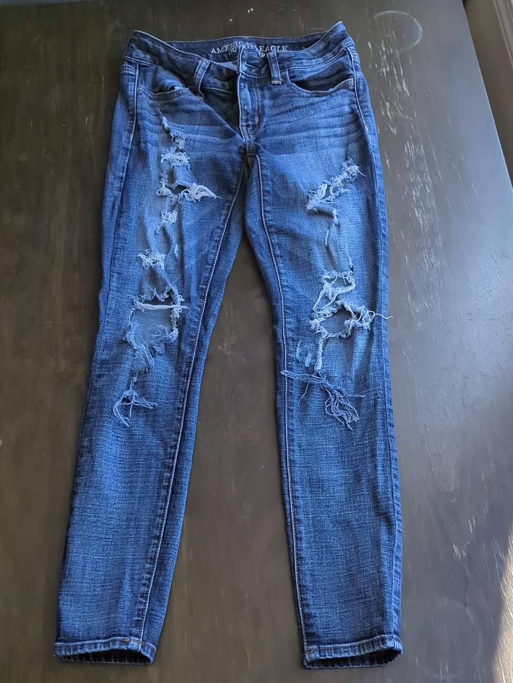 American Eagle Outfitters Distressed Blue Skinny Jeans